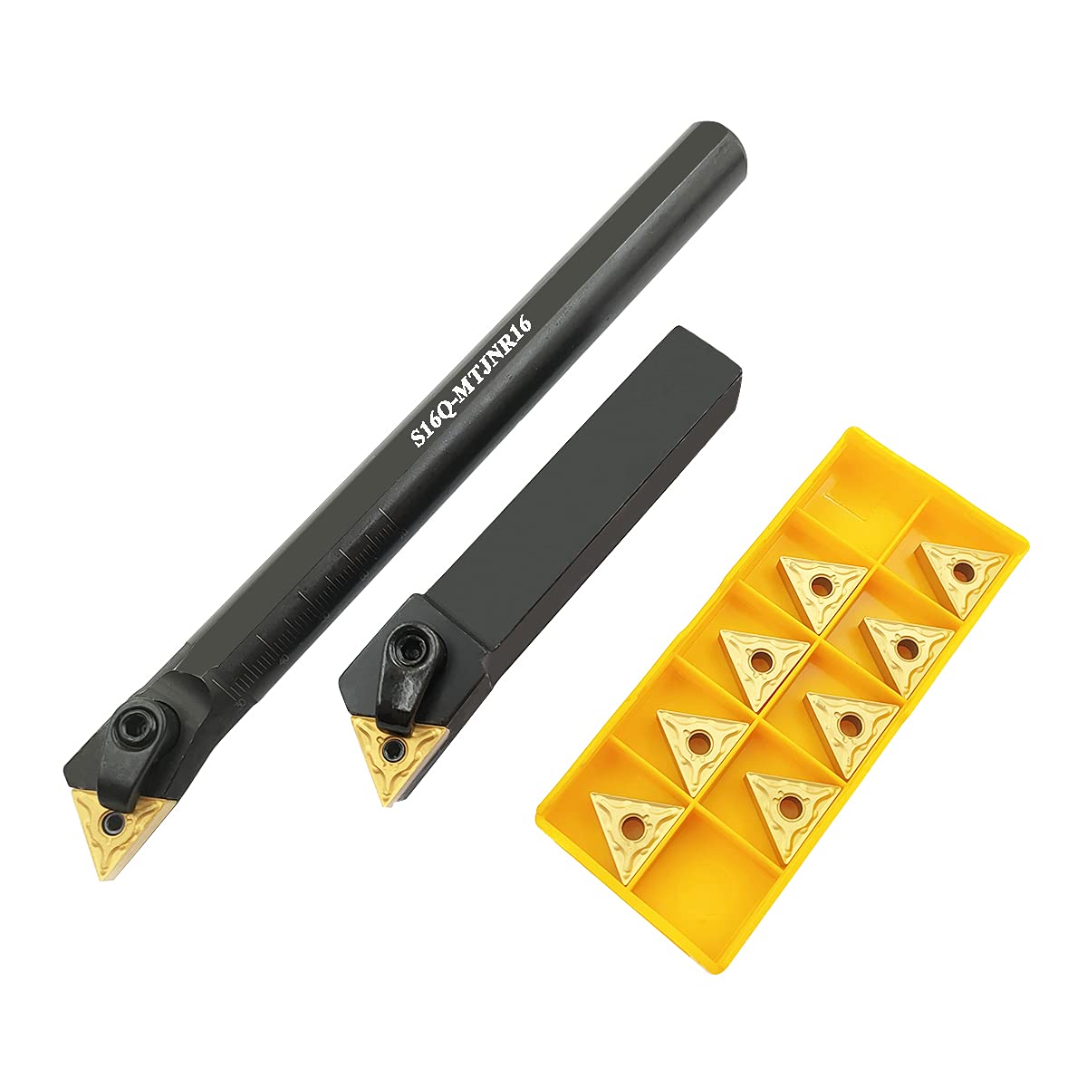 5/8" Lathe Excircle Indexable Carbide Turning Tool Holder MTJNR1616H16 + Metal Lathe Internal Boring Bar S16Q-MTJNR16 + Indexable Carbide Turning Inserts TNMG331(TNMG160404)……
