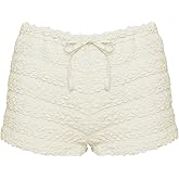 BEAUDRM Women's Y2k Ruffle Shorts Ruched Textured Low Waist Bloomers Cute Mini Micro Shorts Rave Party Going Out Pants