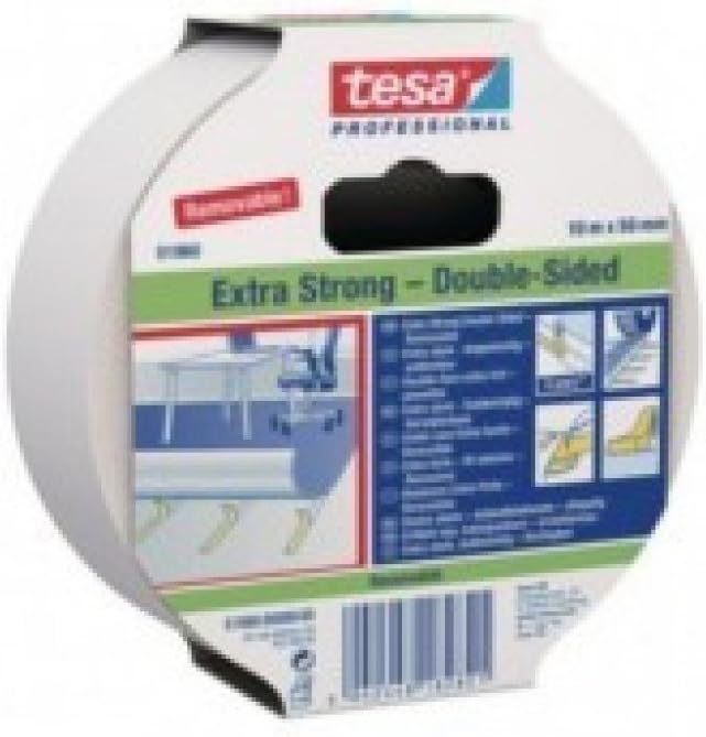 tesa 51960-0000-11 51960-00000-11 Double-Sided Tape Extra Strong Removable Series 51960-10 m x 50 mm, White, 10m x 50mm