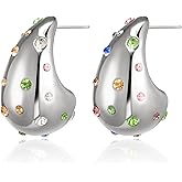 FANZE Sparkly 14K Gold Plated Hoop Earrings for Women,Cubic Zircon Butterfly Huggie stud Earrings,Triple Hoop Earrings Dainty Jewelry Gift