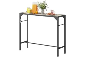 Outsunny 47" Outdoor Bar Table, Bar Height High Pub Patio Table with Built-in Bottle Opener, Wood-Plastic Composite Slatted T