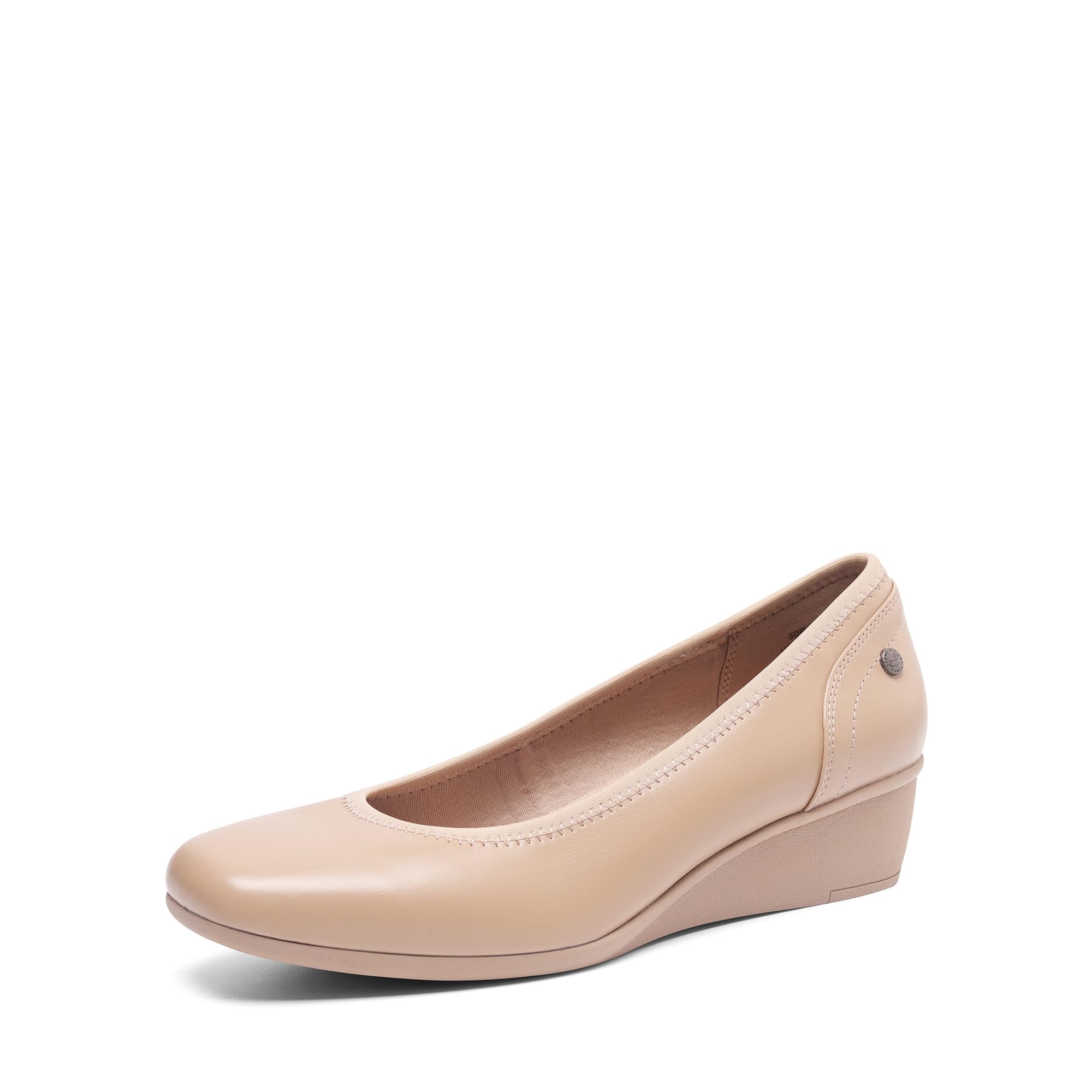 Photo 1 of DREAM PAIRS Women's Wedge Shoes Closed Toe Low Heel Pumps Comfotable Dress Shoes,Size 9,Nude-Pu,SDPU2418W