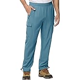 TBMPOY Men's Hiking Pants Quick Dry Lightweight Elastic Waist Wind Outdoor Causal Pants with 5 Pockets(Grey Blue,L)