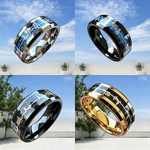 Titanium steel heartbeat men's ring, couple's confession ring