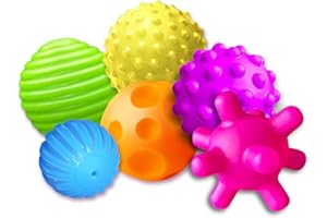 ROHSCE Baby Textured Multi Ball Set, 6pcs Colorful & Bright Child Touch Hand Ball Toy Infant Sensory Balls Massage Soft Ball, 6-12 Months Baby Learning Grasping Soft Sensory Toys for Kids Gift