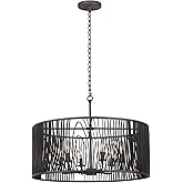 Kalco 507551BI Morre Chandelier, 6-Light 360 Total Watts, Black Iron