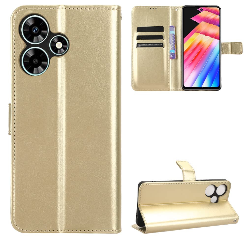 BellaCase Infinix Hot 30i/30i NFC Case [Wallet Case] [Kickstand] [Card Slots] [Magnetic Flip Cover] Compatible with Infinix Hot 30i/30i NFC Smartphone(Golden)