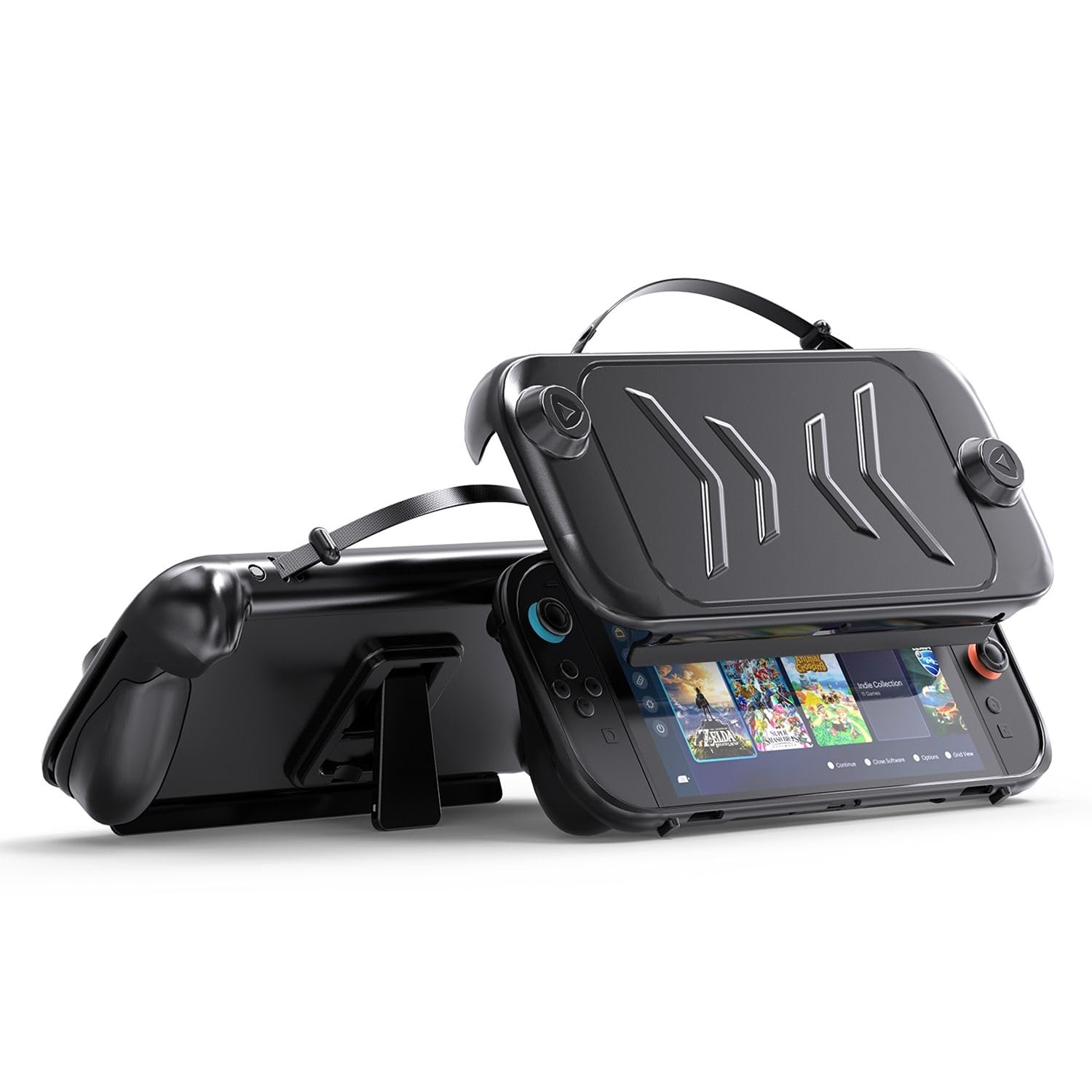 TNP Protective Carrying Case Cover for Nintendo Switch 2 2025 – Ergonomic Hard Shell Travel Case with Stand, Grip, Strap, Shock-Resistant, Anti-Scratch Design, Black