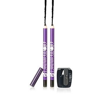 Plum Naturstudio Twin Pack Kajal, Black, 1.2g (Pack of 2) with Free Sharpener, Black
