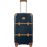 Bric's Bellagio 2.0 Spinner Suitcase - Luxury Hardshell Luggage with Large Wheels, Telescopic Handle, Leather Detailing - Rolling Suitcase for Refined Travel - 29 inch, Navy