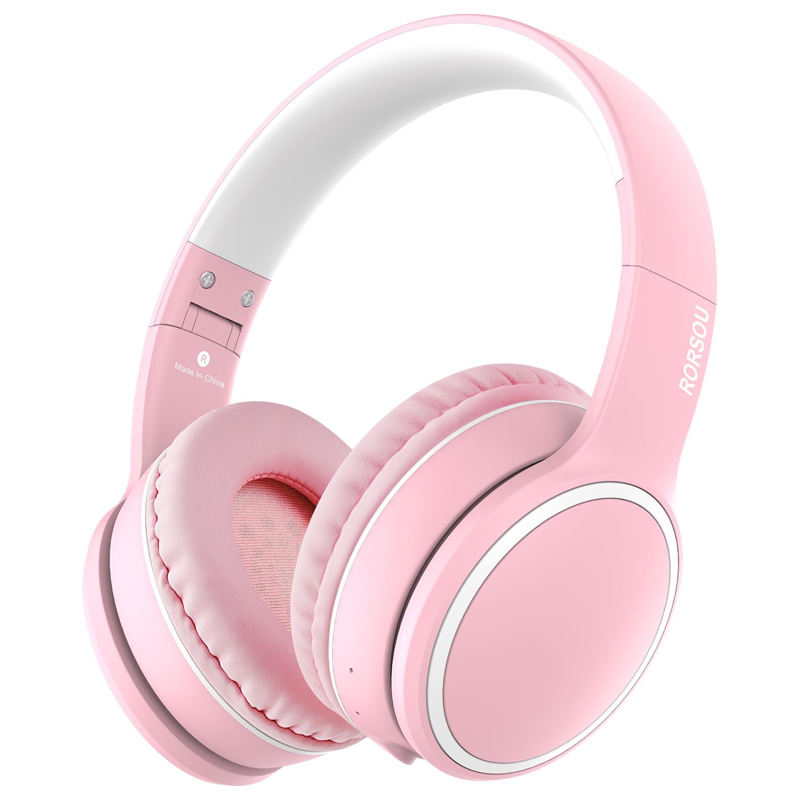 Photo 1 of RORSOU B10 Wireless Over-Ear Headphones, Lightweight Folding Stereo Bass Bluetooth Headset with Mic, 50H Playtime, Volume Control, Bluetooth 5.3 Headphones for iPad/Travel/Tablet/PC (Pink)