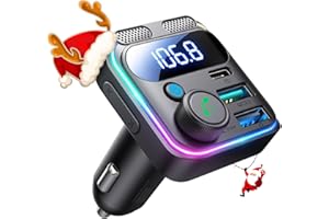 JOYROOM Bluetooth 5.4 FM Transmitter Car Adapter 81W (PD 45W & 36W) [Dual Mics] [Light Switch] [HiFi Bass Sound] [Fast Charging] Wireless Music Adapter Hands-Free Calling LED Display Support USB Drive