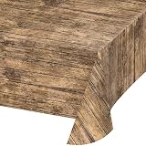 Creative Converting 329655 TABLECOVER PL 54" X 108" AOP BROWN WOOD, 54 x 108, Multicolor