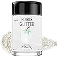 White Edible Glitter Glimmer Powder for Cakes Drinks - Colaele 5 grams Food-Grade Luster Dust Metallic Food Decorating Sprinkle Glimmery Brew Dust for Baking Dessert Chocolates Decorations, Vegan