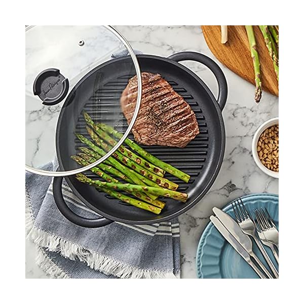 Jean-Patrique-The-Whatever-Pan-Cast-Aluminium-Griddle-Pan-with-Glass-Lid-106-Diameter-Induction-Compatible-Non-Stick Jean-Patrique The Whatever Pan Cast Aluminum Griddle Pan for Stove Top - Lighter Than Cast Iron Skillet Pancake Griddle…