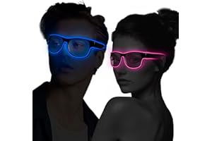 YouRfocus Led Light up Glasses 2 Pack Glow in the Dark for Rave Party, EDM (Blue + Pink)