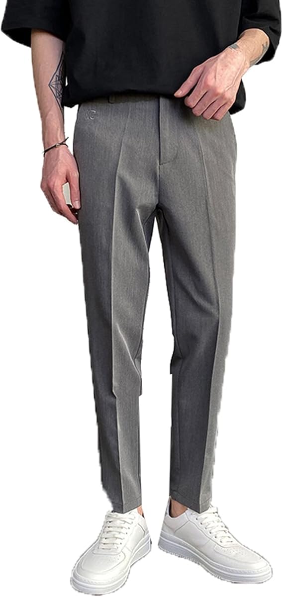 Amazon スーツパンツ メンズ ズボン テーパードパンツ イージーパンツ カジュアル ボトム 履き心地抜群 耐摩耗性 伸縮性 男らしさ ストレートシルエット ハイテンションストレッチ フィット 細身 スリム エレガント ロングパンツ 通販