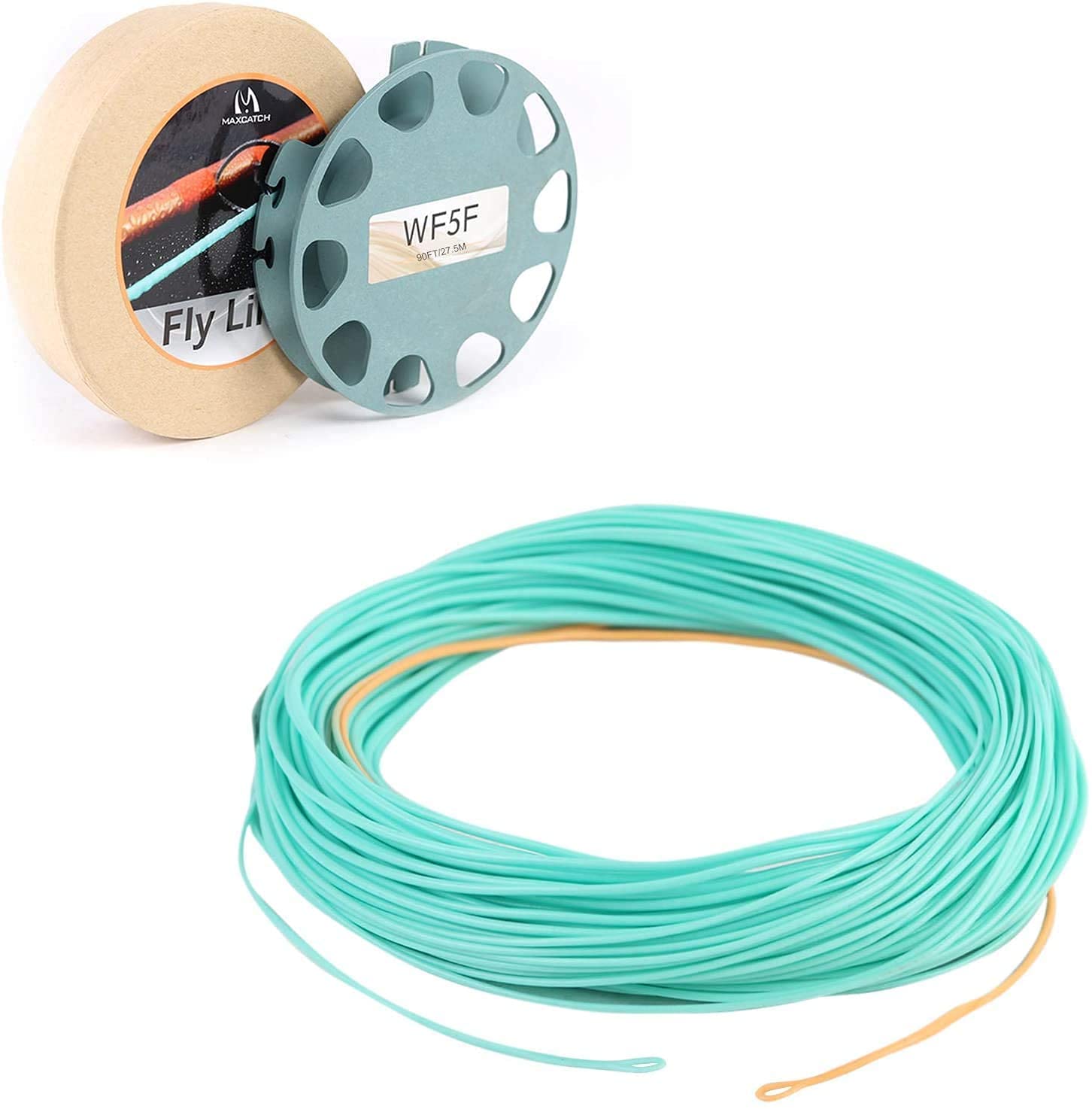 Maxcatch Nymph Floating Fly Line WF2/3/4/5/6F 90ft with 2 Welded Loops Fly Fishing Lines (Nymph Fly Line(Pale Green/Camo), WF4F-100ft)