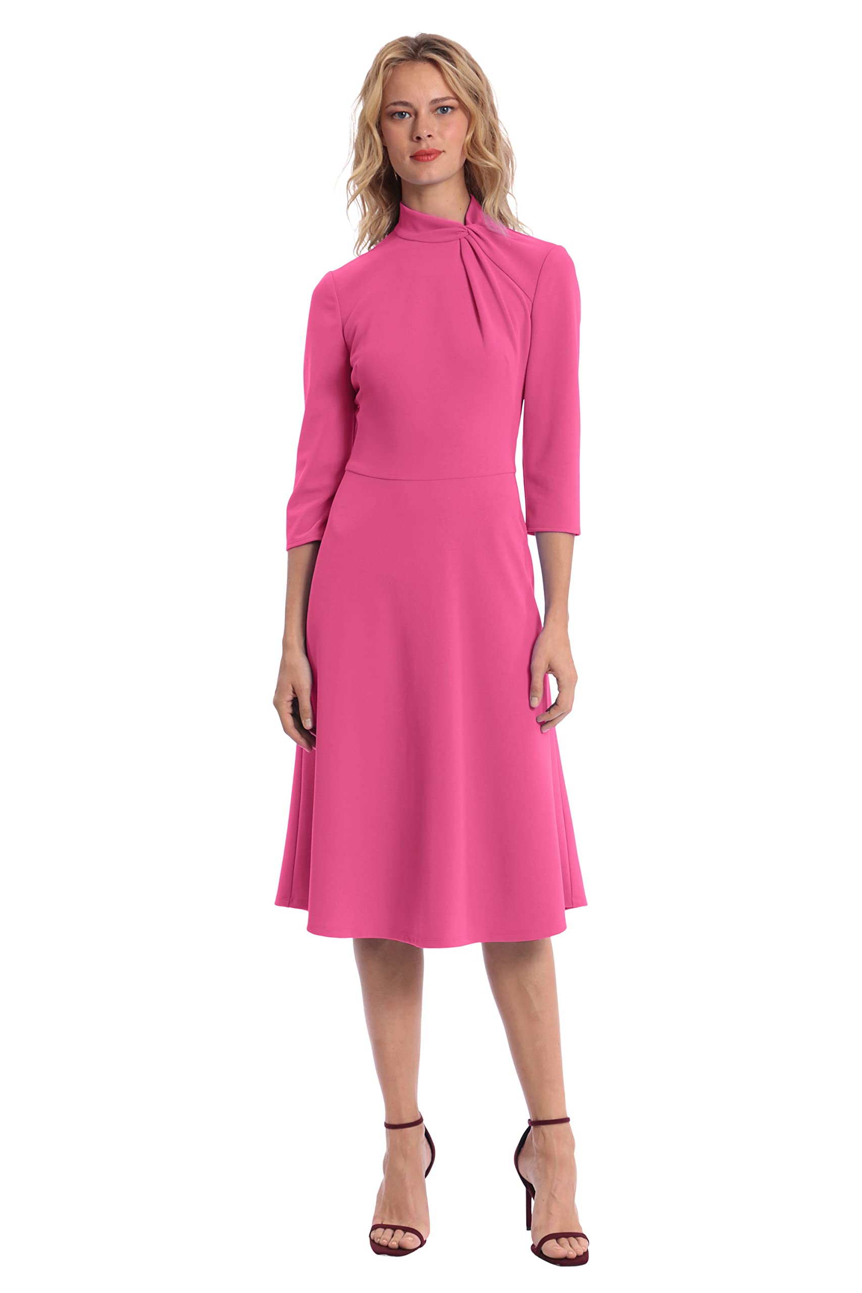 Donna Morgan Women’s Mock Line Dress with Twist Neck Detail, Blush Rose, 0