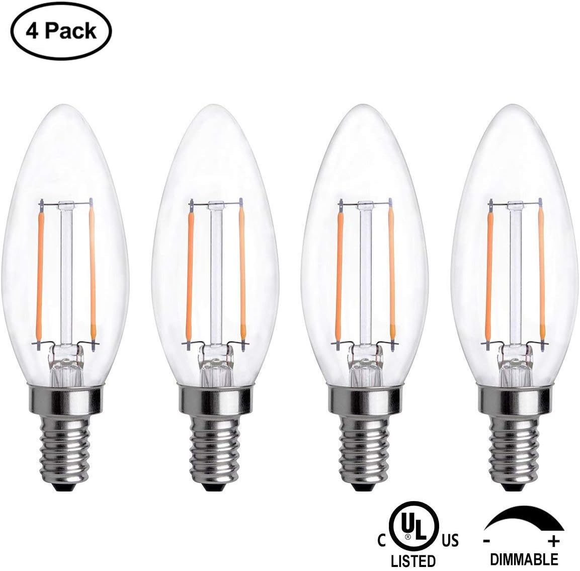 Dimmable LED Candelabra Bulb, HOLA Edison Light Bulbs 2700k, 25 Watt Incandescents Replacement, Antique Clear Light…
