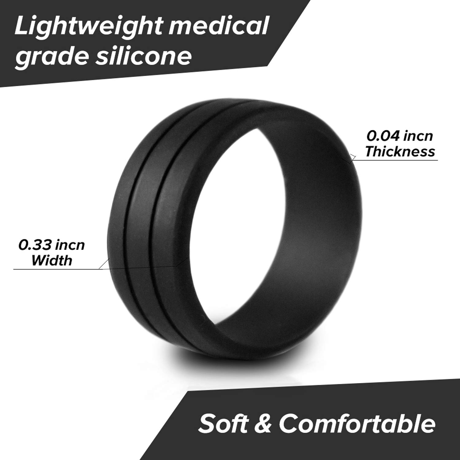 CLAN-X Silicone Wedding Rings,Premium Silicone Wedding Bands for Men&Women 4Pack By (Black Pink Blue Green, 7)