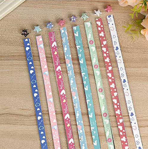 Wartoon Heart Printing Heart Origami Stars Paper and Luminous Heart Paper Set, 1820 Sheets - Thumbnail 5