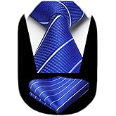 HISDERN Mens Striped Ties Classic Silk Woven Tie and Pocket Square Set Formal Business Necktie Handkerchief for Wedding