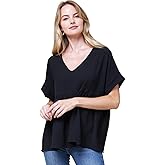 Entro Women's Short Sleeve Babydoll Tunic Top