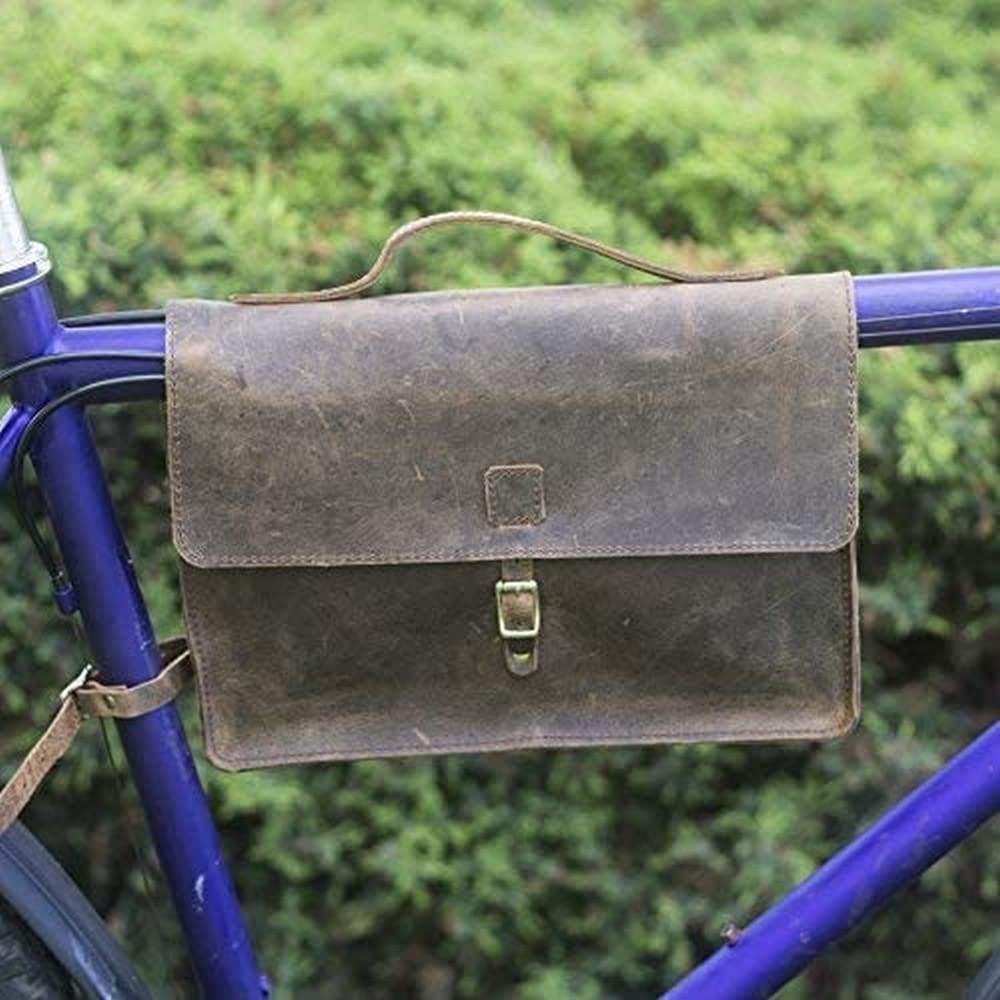 London Craftwork Frame Bag for Bicycle Frame Real Leather Vintage Brown Satch-RAW