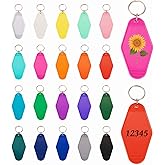 Spritewelry 20pcs Motel Keychain Blank Hotel Keychain Sublimation Vintage Keychain Plastic Rhombus Motel Keychain for DIY Craft Luggage Tag Label Zipper Pulls Backpack Hanging Making 20 Colors