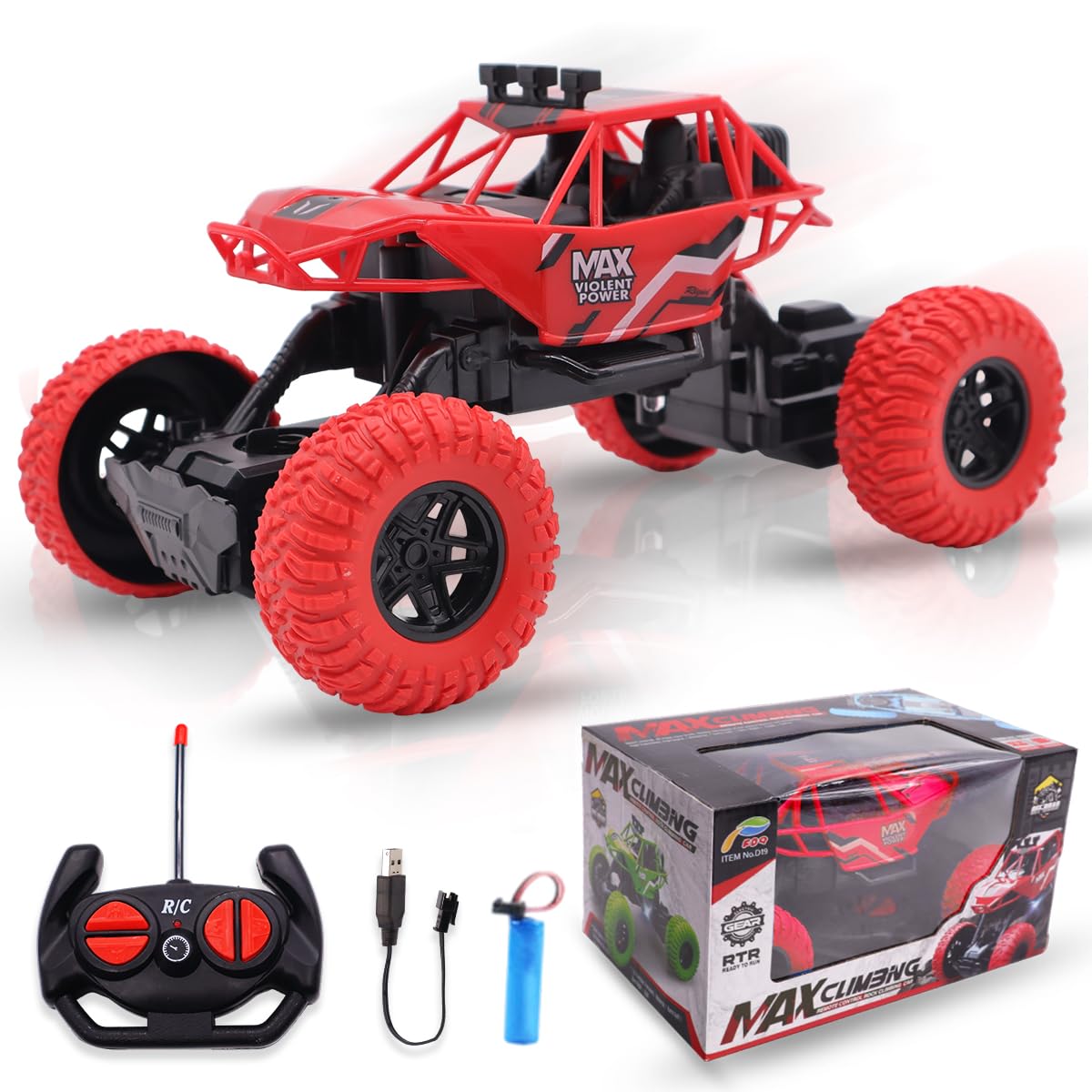 LKNBIF Remote Control Cars, Kids RC Cars High-Speed Off-Road Race Car with Rechargeable Battery, Radio Controlled Truck Toy for Kids Christmas Birthday Gifts for Aged 4 and Up-Blue