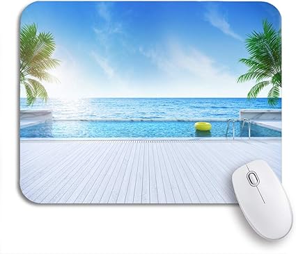 Amazon Ninehasa 可愛いマウスパッド リラックスできる夏の日光浴デッキと滑り止めゴムの近くのプライベートスイミングプール Ninehasa マウスパッド 通販