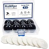 RuWfpz Large Safety Eyes for Crocheting Amigurumi 40mm - 8Pcs Stuffed Animal Eyes with Washers, Black Plastic Amigurumi Croch