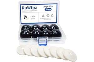 RuWfpz Safety Eyes Amigurumi Eyes for Crochet Animals 40mm - 8Pcs Doll Crochet Eyes with Washers, Black Plastic Large Safety 