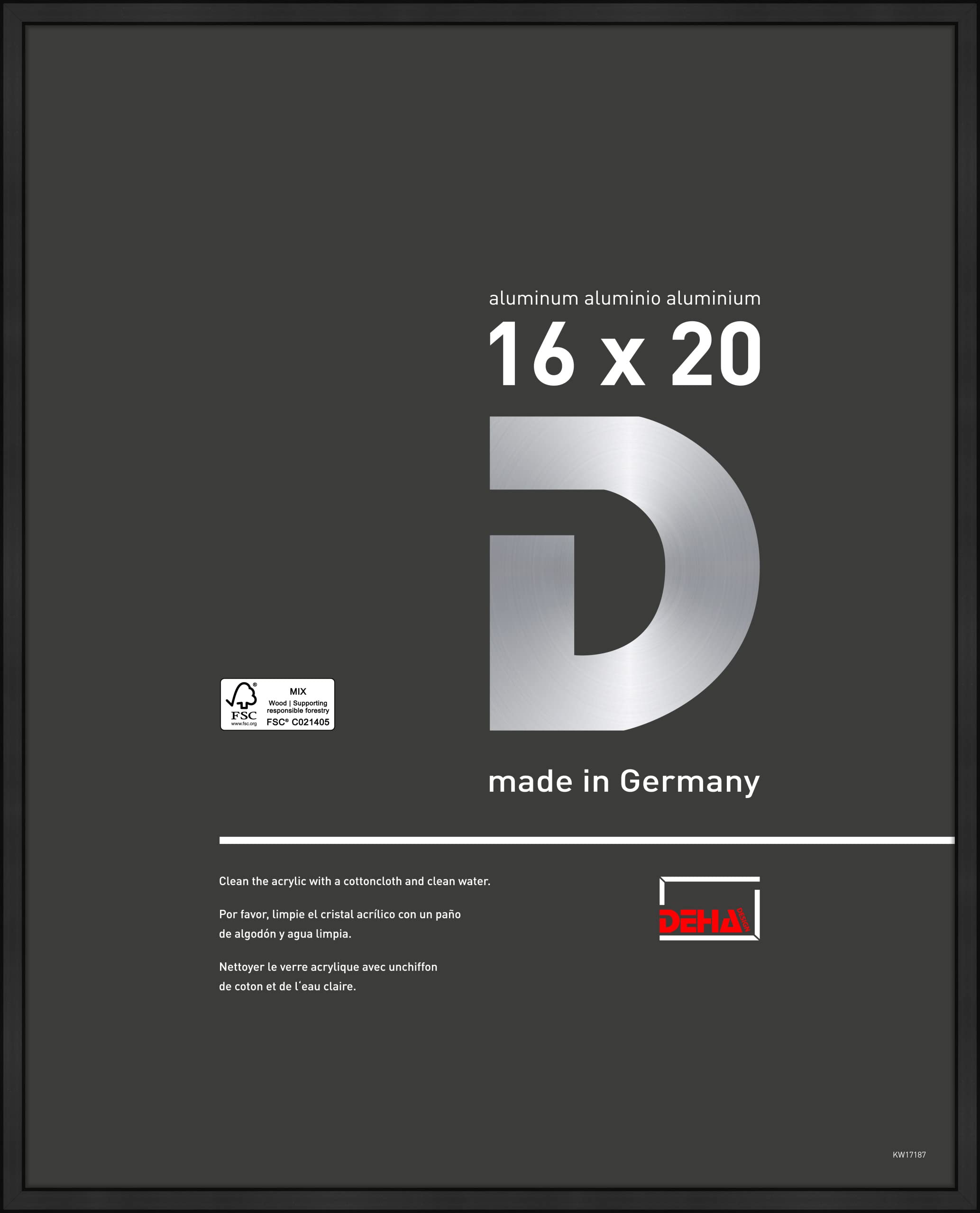 Photo 1 of DEHA Design 16x20 Picture Frame Boston Jet Black Aluminum Metal Frame With Shatter Resistant Acrylic Glass Horizontal And Vertical Format For Wall