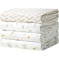 Momcozy Muslin Swaddle Blankets, 4 Pack Ultra Soft Neutral Swaddle Blanket, Breathable Large 47''x47'' Baby Infant Newborn Bo