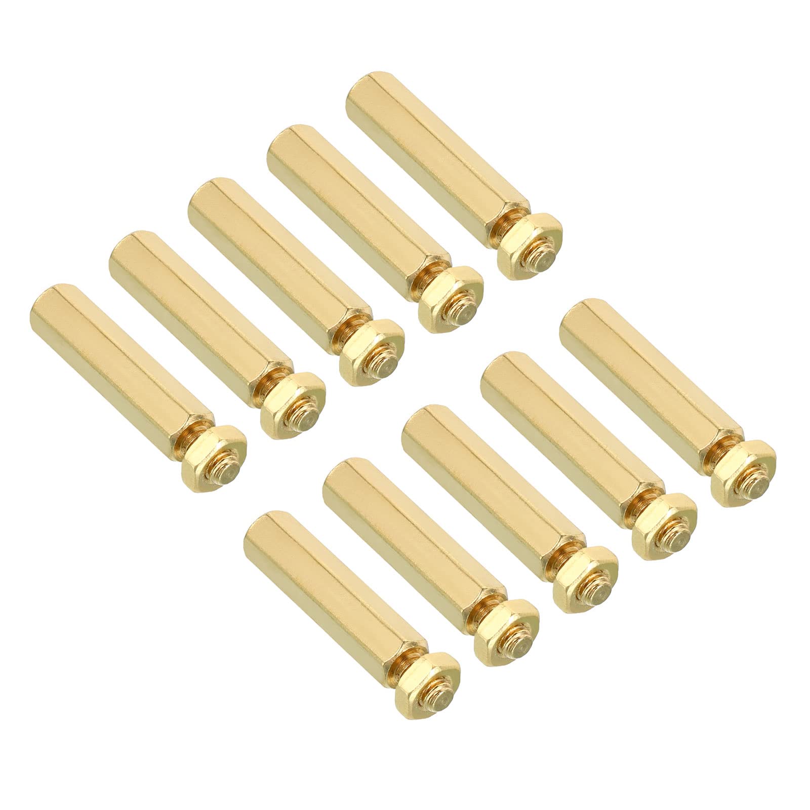 PATIKIL 25mm+6mm M4 Standoff Screws, 40 Pack Brass Hex PCB Standoffs Nuts for Motherboards, Computer Cases, Circuit Boards, Electronics, Gold Tone