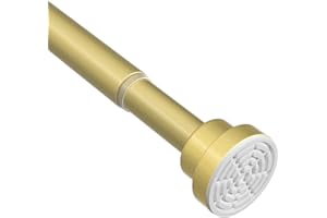 ZipGlo Gold Tension Rod 28-49 Inch 1 Pack Fit 30-49 Inch Area, 7/8 Inch Diameter Spring Loaded Curtain Rods No Drilling Adjustable, Tension Curtain Rod for Windows Doorway Kitchen Closet Bedroom