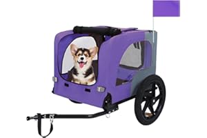 BREEVIA Universal Dog Bike Trailer Cargo, Pet Carrier with Quick Release Wheels for Small Medium Dogs 66lb, Foldable Bike Wagon with Internal Leash, Lightweight Bicycle Cart for Camping, Jogging