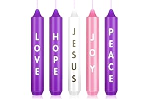 Nuanchu 5 Pieces Christmas Advent Candles with Words Hope Peace Joy Christmas Advent Seasonal Celebration Candles for Holiday Decoration(5 Inch)