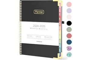 Forvencer Academic Planner 2024-2025, Weekly & Monthly Calendar Planner, from July 2024 - June 2025, 8.5" x 11", School Year Daily Planner with Month Tab, Hardcover Agenda Book Planner, Exquisite School College Planner for Student Teacher Office (A4, Black)