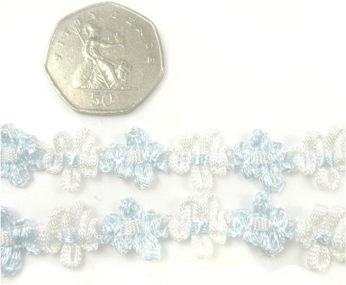 Floral Design Sewing Trimming/Edging 15mm *21 Styles* Decorative Trim UK (H5118 Light Blue, 5 Metres)