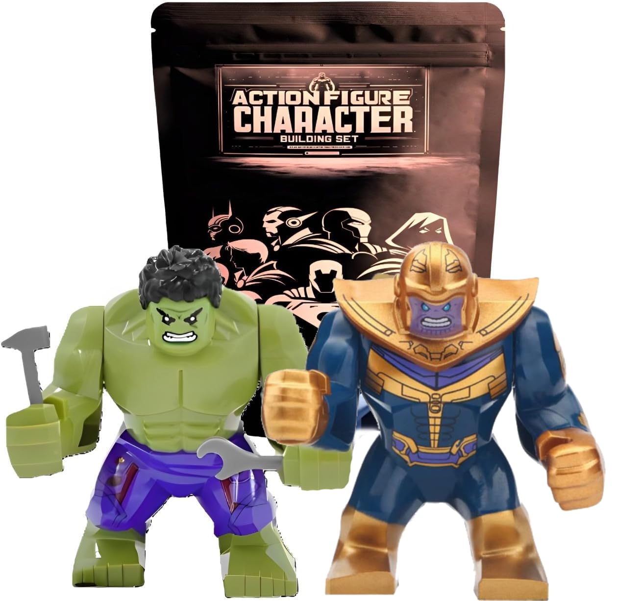 Photo 1 of HuIk vs thano s Large Action Figure Toy Set - 2pcs | Compatible with Major Building Block Brands | Great Gift for Kids Toddler Preschool | 3 Inches Tall