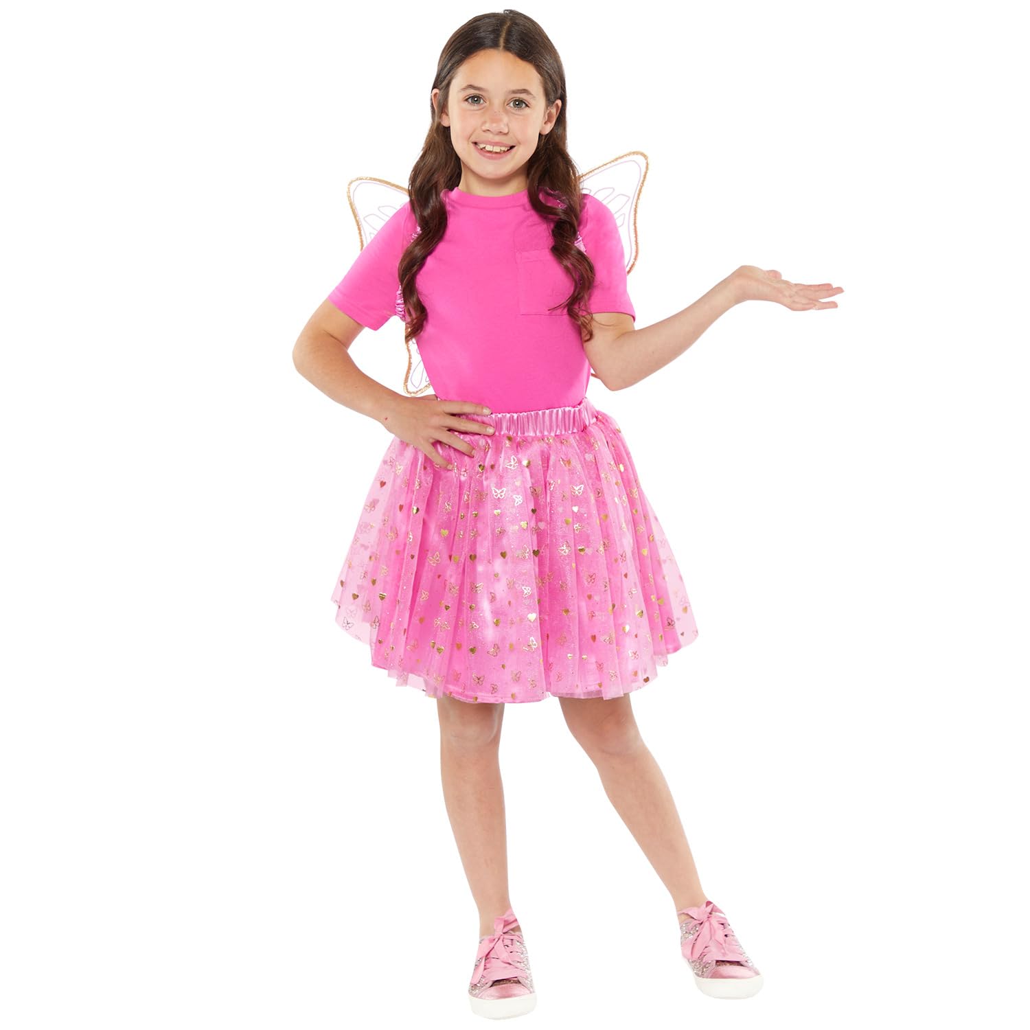 Amscan 9918401 - Girls Pink Butterfly Fairy Wings & Tutu Kids Fancy Dress Costume Set Age: 3-8yrs