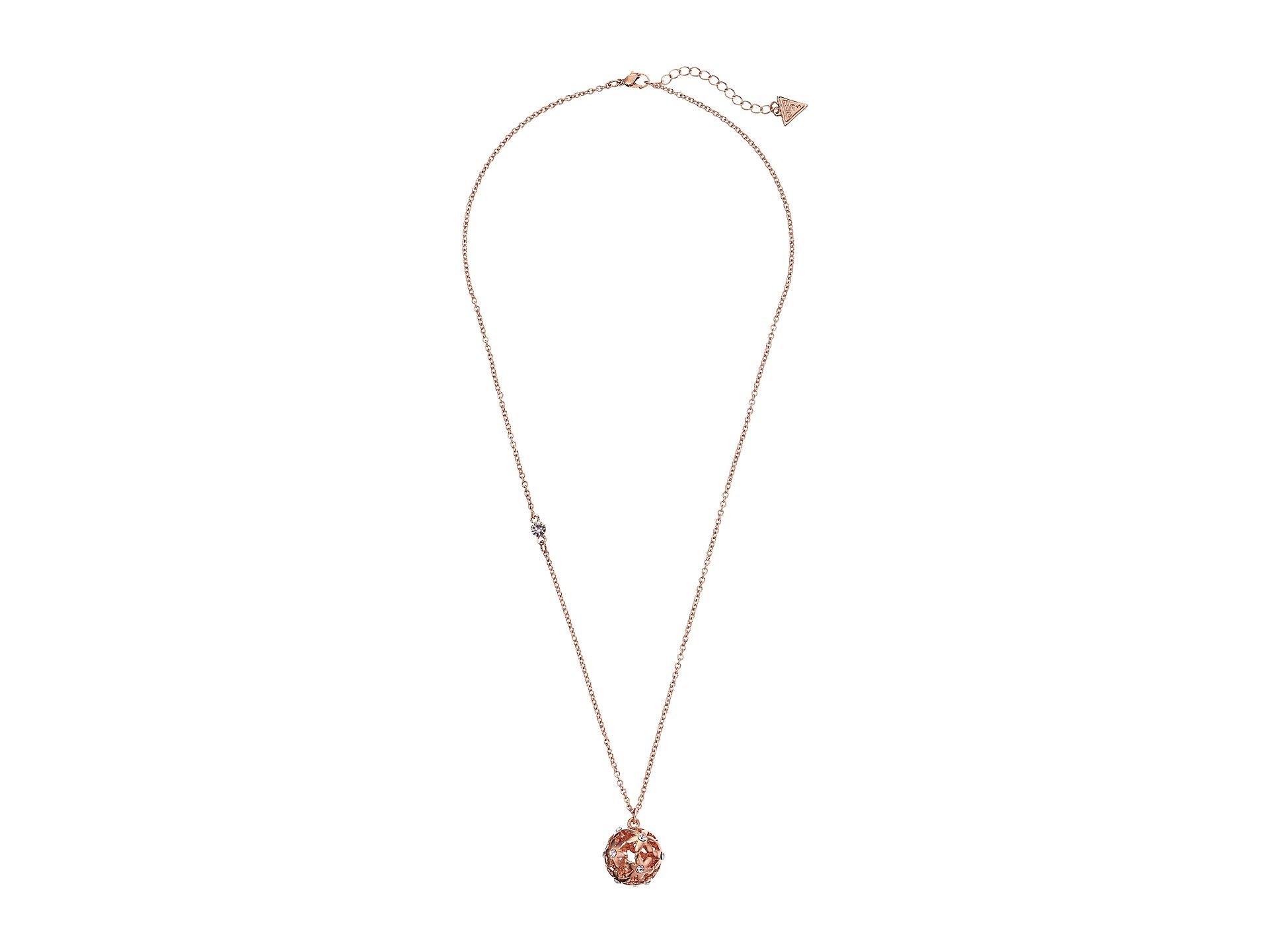 GUESS Collar con colgante de bola floral de oro rosa básico, extensor de 24 + 2
