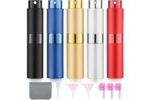 5 Pack 8ML Empty Perfume Atomizer Cologne Travel Spray Bottle for Refill Portable Cologne Dispenser Mini Sprayer for Men Twis