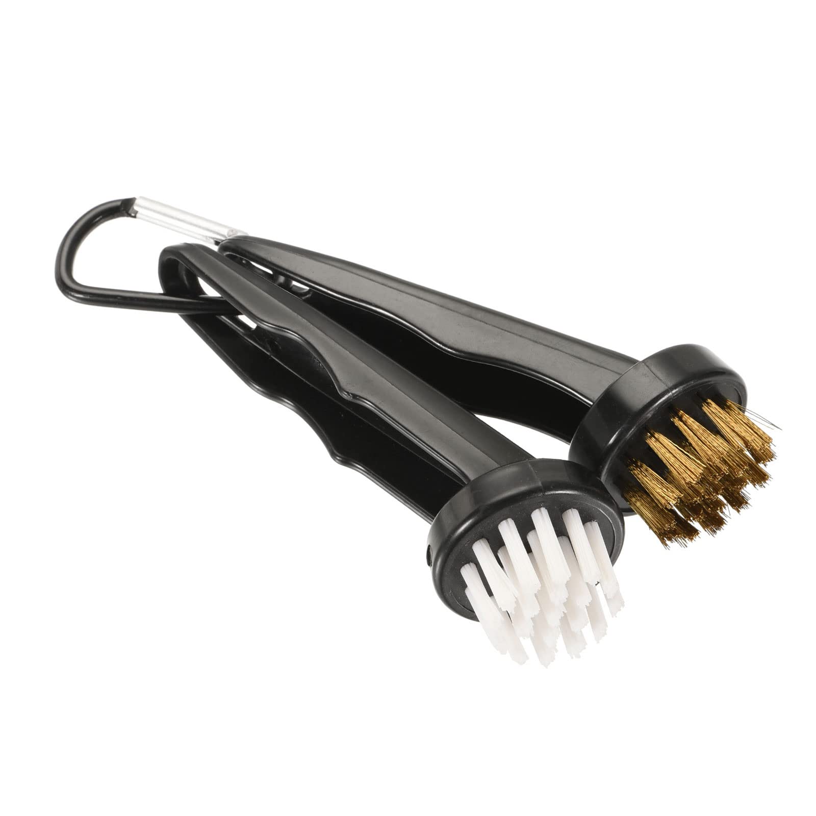 M METERXITY 1 Set Golf Club Brush - Golf Club Groove Cleaner Two Bristle Head Cleaning Tools with Clip, Retractable, Apply to Outdoor (Black)
