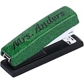 OXYEFEI Personalized Glitter Cute Stapler, Staplers for Desk, Stapler for Classroom, Office Stapleless Stapler Christmas Back to School Appreciation Office Gift for Teacher Students (Green)