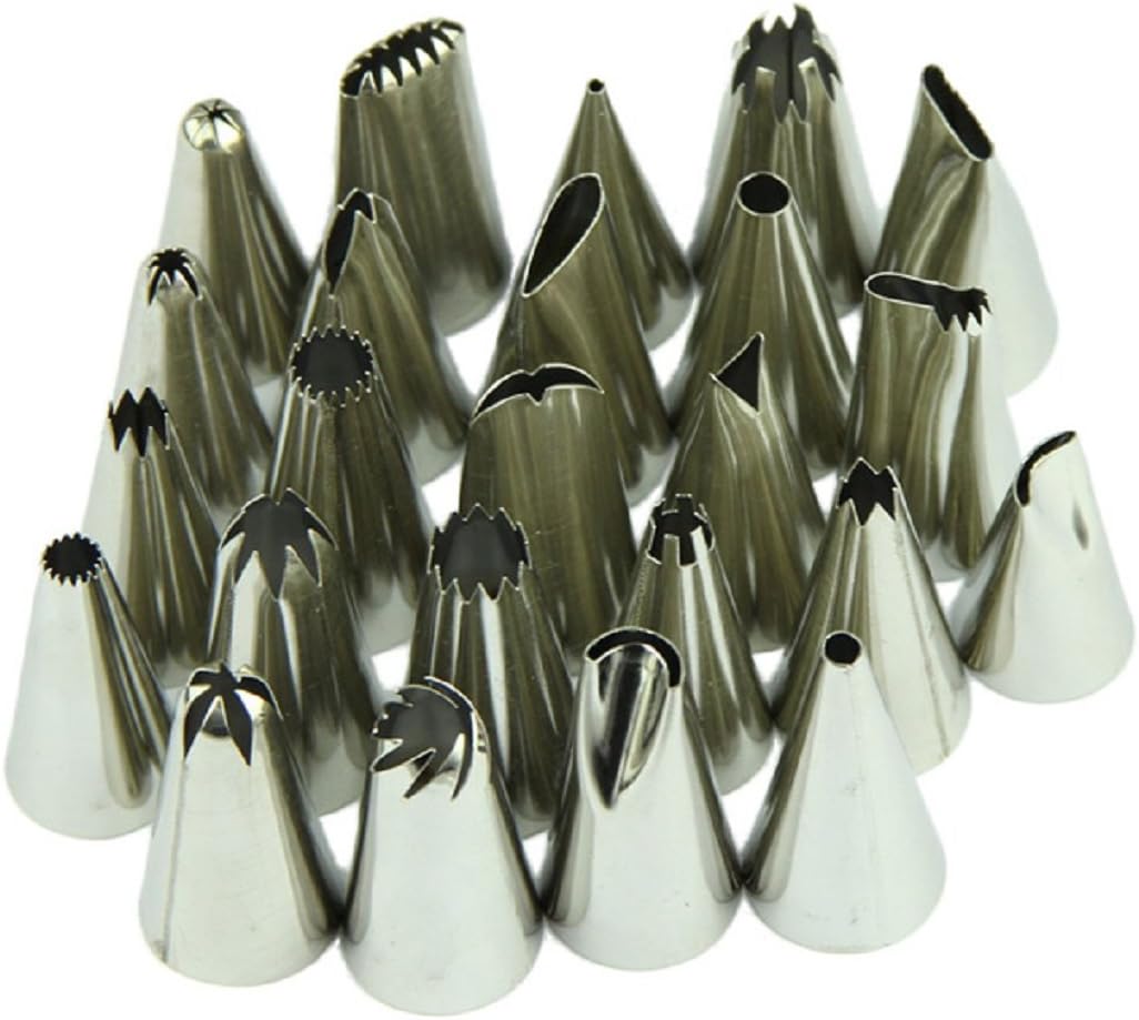 TOPUNDER Quality24Pcs/set Large Stainless Steel Icing Piping Nozzle Pastry Tips Set for Cake Decorating Sugarcraft Tool