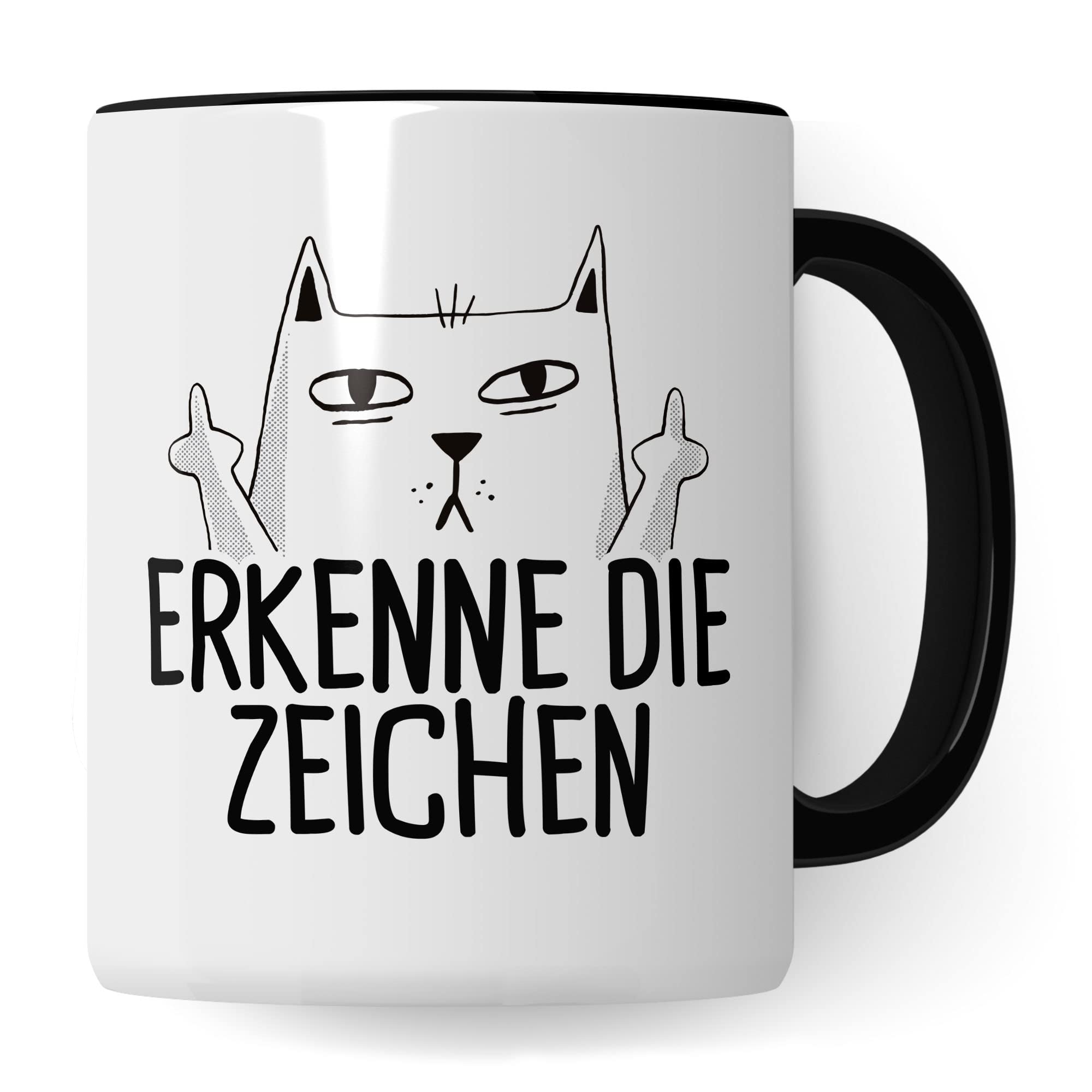 Mug Cat Motif, Recognise the Signs Saying, Humour Gift Cat Lover, Cat Mug Motif, Gift Colleagues, Funny Cat Cat Friend, Office Mug, Funny Coffee Mug (White & Black)